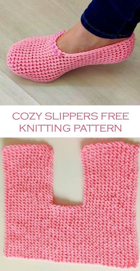 Soft And Cozy House Slippers - Free Knitting Pattern C19 Knitted Slippers Free Pattern, Slippers Free Pattern, Crochet Dog Sweater Free Pattern, Tutorial Knitting, Easy Crochet Slippers, Knit Slippers Free Pattern, Craft Work For Kids, Crochet Dress Pattern Free, Crochet Slippers Free Pattern