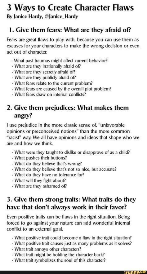 3 Ways to Create Character Flaws: Give them fears (secret, public, irrational), past trauma, problems, prejudices, and more. #writingcharacters #flawedcharacters #characterflaws #writingtips #writingadvice #writereducation #writing #fictionwriting Characters Flaws, Developing Characters, Menulis Novel, Writing Hacks, Create Character, Bad Choices, Story Writing Prompts, Character Flaws, Writing Blog