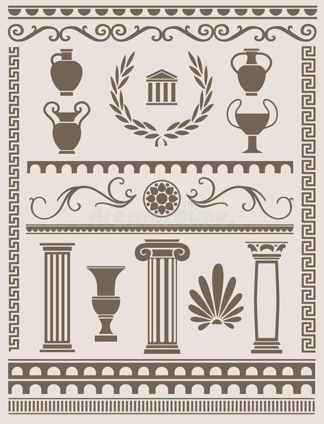 Ancient Greek and Roman Design Elements. Collection of various ancient greek and , #spon, #Design, #Elements, #Roman, #Ancient, #Greek #ad Ancient Roman Patterns, Roman Design Pattern, Roman Decorations, Greek Images, Ancient Greek Design, Greek Graphics, Greek Patterns, Roman Pattern, Greek And Roman Art