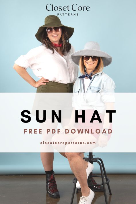 Free Hat Sewing Pattern, Sunhat Pattern, Big Sun Hat, Azure Dress, Sun Hat Pattern, Closet Core Patterns, Make Bias Tape, Hat Sewing, Bucket Hat Pattern