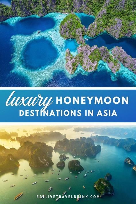 Planning a honeymoon in Asia? Look no further than this comprehensive list of luxury destinations. Luxury Honeymoon Destinations, Asian Destinations, Underrated Travel Destinations, Top Honeymoon Destinations, Asian Travel, Couples Travel, Best Honeymoon Destinations, Luxury Honeymoon, Visit Asia