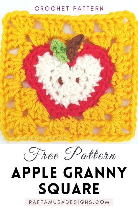 a picture of an apple granny square crocheted in cotton yarn Amigurumi Patterns, Apple Granny Square, Cabinets Modern Kitchen, Kitchen Cabinets Modern, Crochet Apple, Modern Kitchen Ideas, Modern Kitchen Decor, Kitchen Ideas Modern, Kitchen Design Modern