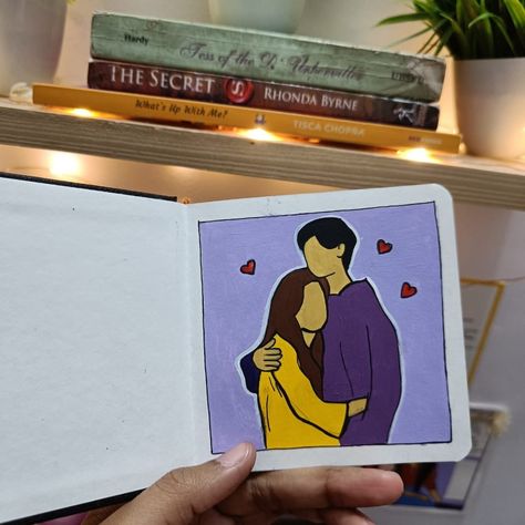 #illustration#painting#instagram Couple Illustration Canvas Painting, Painting Ideas On Canvas Aesthetic Couple, Painting To Gift Boyfriend, Painting Ideas With Boyfriend, Couple Painting Easy, Aesthetic Couple Drawing, Couple Diary Ideas, Couple Painting Ideas Cartoon, Tv Cabinet Storage