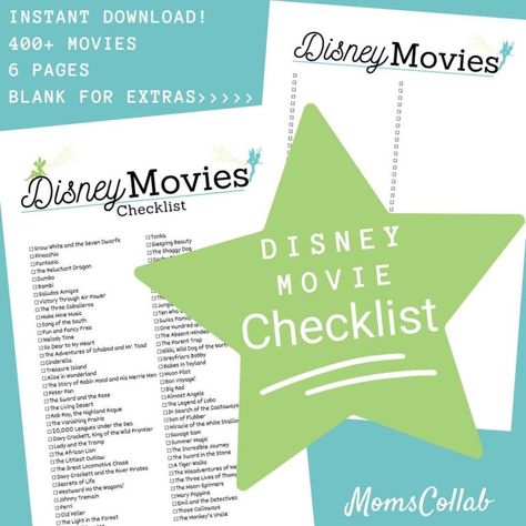 Check out this printable list of Disney movies on Etsy! You can print the list and check off the ones you've seen. I love Disney! #disney #disneymovies #disneylist #disneymovielist Disney Movie Checklist, List Of Disney Movies, Movie Tracker Printable, Movie Checklist, Disney Movie Marathon, Disney List, Disney Original Movies, I Love Disney, All Disney Movies