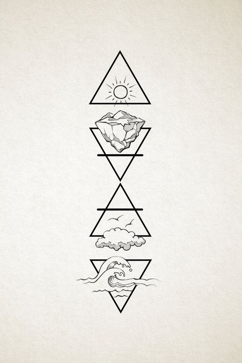 Destination Tattoos, Simple Tattoos For Guys Unique, Willpower Tattoo, Quantum Physics Tattoo, Four Elements Tattoo, Element Tattoo, Random Tattoos, Geometric Tattoos Men, Simple Tattoos For Guys