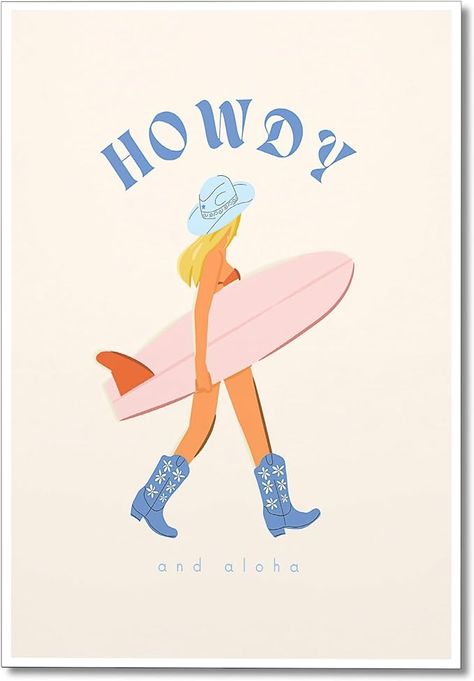 12 x 16 in Unframed Surfer Girl Room Aesthetic, Room Aesthetic Posters, Girl Room Aesthetic, Surfer Girl Room, Beachy Wall Decor, Beachy Prints, Cowgirl Poster, Preppy Prints, Cowgirl Tattoos