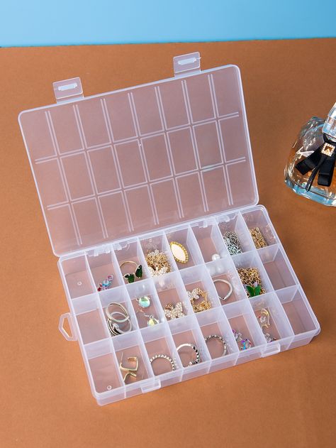 Clear Collar Plastic Storage Boxes Embellished Storage & Organization Beads Box Storage, Organisation, Clear Jewelry Boxes, Dancing Drawings, Diy Bathroom Storage, Diamond Earrings Design, Jewelry Storage Box, Accesories Jewelry, Beaded Boxes