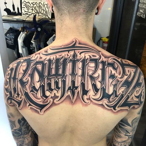 English Font Tattoo, Rodriguez Tattoo, Old English Font Tattoo, Text Tattoos, Old English Tattoo, Quote Tattoo Ideas, Tattoo Text, Font Tattoo, Back Tats