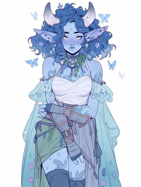 Air Genasi Female Barbarian, Drawing Tieflings, Dnd Bard Outfit Female, Hot Dnd Characters Female, Jester Lavorre Fanart, Firbolg Woman, Bg3 Character Ideas, Teifling Dnd Art, Drawing People Reference
