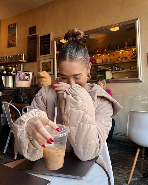 @madsmaley on instagram Photo At Coffee Shop, Photos In Coffee Shop, Coffee Selfie Aesthetic, Silly Instagram Pictures, Photos In Cafe Instagram, Sipping Coffee Pose, Coffee Date Photo Ideas, Coffee Pictures Ideas, Coffee Girl Aesthetic Outfit