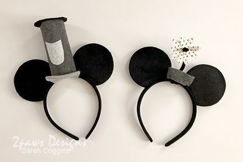 DIY Steamboat Willie and Vintage Minnie Mouse ears. So cute for Halloween or Disney bounding. Amigurumi Patterns, Steam Boat Willie Costume, Vintage Minnie Mouse Costume, Steamboat Willie Costume, Steamboat Willie Disneybound, Steamboat Willie Party, Steamboat Willie Birthday Party, Disney Ears Diy, Minnie Costume