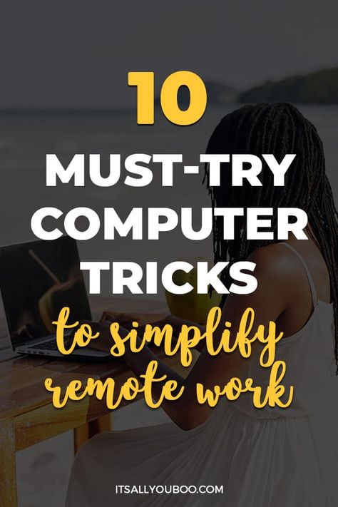 10 Must-Try Computer Tricks to Simplify Remote Work with a woman working on the beach Pc Tips And Tricks, Computer Hacks Tricks, Laptop Hacks Tips, Laptop Tips And Tricks, Working On Computer, Computer Tricks, Computer Hacks, Computer Learning, Virtual Jobs