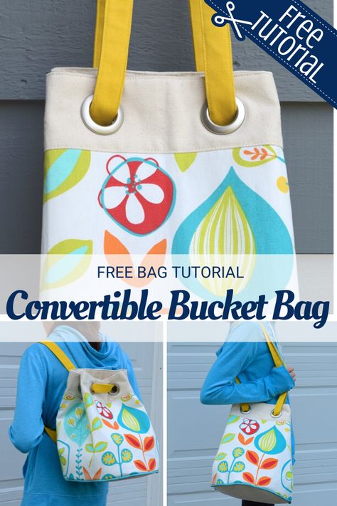Convertible Bucket Bag Pattern – Sewing With Scraps Patchwork, Convertible Bag Pattern, Bucket Bag Diy, Bag Pattern Sewing, Crochet Potli Bag, Sewing With Scraps, Convertible Bag Backpack, Diy Backpack Pattern, Crochet Bucket Bag