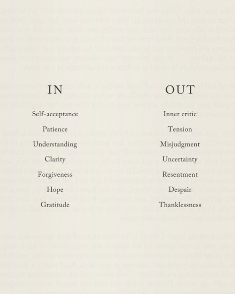 What's on your in/out list for the week? #letgo #advice #lessons #thoughts #lifejourney #manifest #energy Instagram, Manifest Energy, In & Out, Inner Critic, Self Acceptance, May 20, Energy, On Instagram