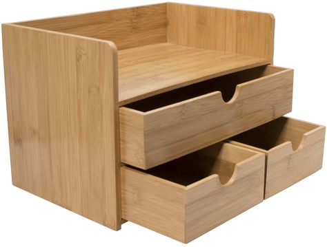 Enjoy free nationwide delivery when supporting our family’s small business.   BAMBOO DESK ORGANIZER — Organize and store a wide variety Desktop Storage Drawers, Storage For Office, Office Drawer Organization, Bamboo Desk, Office Makeup, Bamboo Shelf, Organized Desk Drawers, Countertop Organization, Work Space Organization