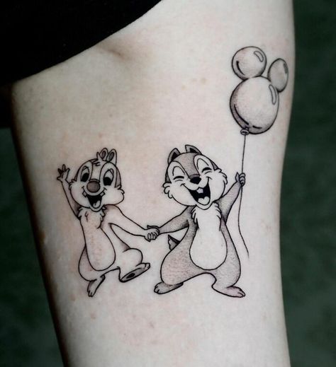Disney Mother And Son Tattoo, Chip N Dale Tattoo, Chip And Dale Tattoo Ideas, Couple Disney Tattoos, Matching Tattoos Disney, Mother Daughter Tattoos Disney, Best Friend Disney Tattoos, Chip And Dale Tattoo, Goofy Tattoos