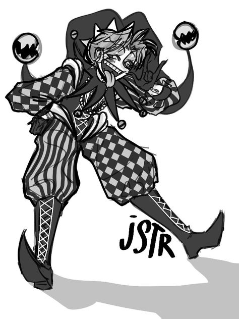 jester art jstr jesters шут шуты скоморох арт How To Draw A Clown Collar, Clown Oc Outfit Ideas, Dark Jester Character Design, Goth Jester Outfit, Jester Clown Drawing, Jester Shoes Drawing, Clown Drawing Outfit, Harpy Oc Base, Lighting Refrences Art