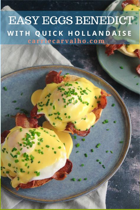 Hollandaise Sauce Blender, Easy Egg Breakfast, Blender Hollandaise, Easy Hollandaise, Easy Hollandaise Sauce, Easy Eggs Benedict, Homemade Brunch, Eggs Benedict Recipe, Lazy Sunday Morning