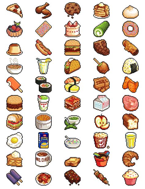 8-bit food Pixel Food Icons, Pixel Food Png, Pixel Art Town, Pixel Art Illustration, Pixel Art Reference, Detailed Pixel Art, Pixel Emoji, Emoji Pixel Art, Funny Pixel Art