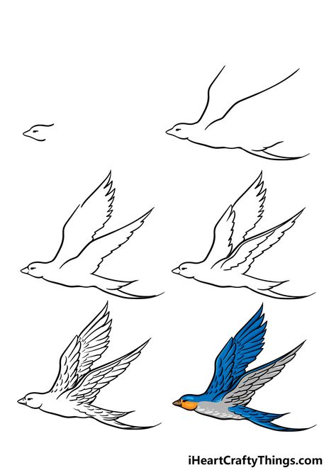 Flying Bird Drawing - How To Draw A Flying Bird Step By Step Simple Bird Flying Drawing, Simple Flying Bird Drawing, How To Draw Flying Birds, Drawing Flying Birds, Drawing Birds Flying, How To Draw A Flying Bird, Bird Tutorial Drawing, Drawing Birds Tutorial, Flying Bird Drawing Simple