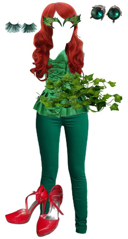 DIY: Easy Poison Ivy Costume - Style Within Grace Poison Ivy Kostüm, Diy Poison Ivy Costume, Poison Ivy Costume Diy, Heroes And Villains Costumes, Poison Ivy Halloween Costume, Villian Costumes, Costumes Faciles, Villain Costume, Poison Ivy Costume