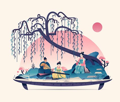 A Year of Joy in Tang Dynasty on Behance Nature, Chinese Style Illustration, F Pictures, Tea History, Chinese Design, Chinese History, Tang Dynasty, Figure Drawing Reference, China Art