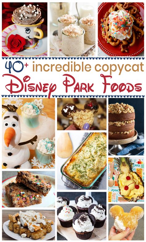 40+ Incredible Copycat Recipes from Disney Parks - For the Love of Food Disney Dessert Recipes, Disney Themed Food, Disney Inspired Recipes, Movie Night Dinner, Disney Dishes, Disney Inspired Food, Disney Desserts, Disney Dinner, Food Park