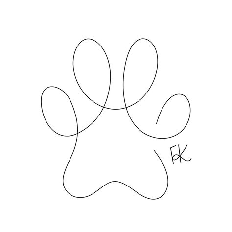 Single Line Paw Print Tattoo, One Line Paw Print, Line Work Paw Print Tattoo, Fine Line Tattoo Paw Print, Dog Paw Fine Line Tattoo, One Line Paw Tattoo, Paw Print Fine Line Tattoo, Fine Line Dog Paw Print Tattoo, Continuous Line Drawing Tattoo