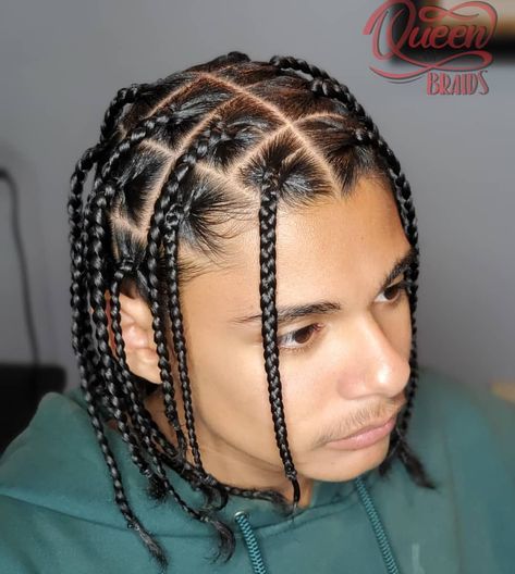 Box braids #boxbraidstyles #boxbraids #braidsformen #braidincalifornia #ceresbraider #modestobraids #braidedstyles #turlockbraids… Box Braids Men, Braids With Fade, Braid Styles For Men, Boy Braids Hairstyles, Cornrow Hairstyles For Men, Braids For Boys, Single Braids, Plaits Hairstyles, Human Braiding Hair