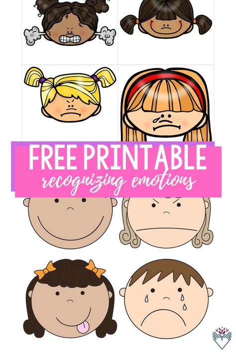 These two free printable sets were designed to help children recognize a few simple emotions. Use them as flashcards or print out two copies and make a matching game. #recognizingmoods #recognizingemotions #teachingempathy #teachingkids #asd Emotions Kindergarten Free Printable, Matching Emotions Free Printable, Recognizing Emotions Activities, Emotions Matching Game, Emotion Matching Game, Emotions Matching Game Free Printable, Feelings Bingo Free Printable, Emotions Poster Free Printable, Free Printable Emotion Cards
