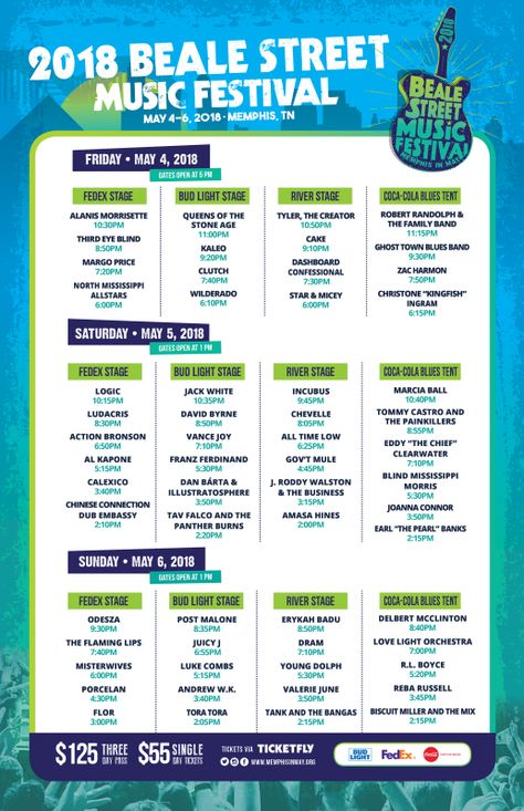 The 2018 Beale Street Music Festival Schedule · PIN × FOLLOW @kelbythomson · #peace #love #positivity #spreadpeace #spreadlove #spreadpositivity #feminism #humanitarian #equalityforall #joyful #grateful #blessed Festival Schedule Design Layout, Festival Schedule Design, Festival Program Design, Schedule Design Layout, Music Festival Stage, Event Schedule Design, Beale Street Music Festival, Festival Schedule, Festival Program