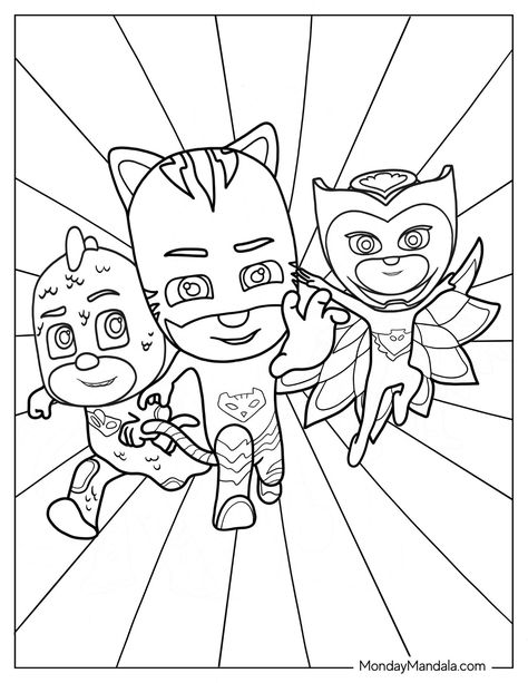 20 PJ Masks Coloring Pages (Free PDF Printables) Pj Mask Coloring Pages Free Printable, Pj Mask Coloring Pages, Pj Masks Printable, Pj Masks Coloring Pages, Luna Girl, Bad Guys, Sun Goes Down, Free Printable Coloring, Free Printable Coloring Pages