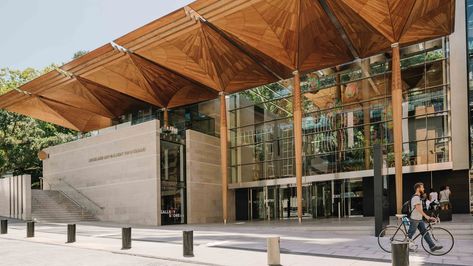 Architectural Featherweights: 10 Awe-Inspiring Canopies Drawn in Section Auckland Art Gallery, Athens Airport, Apartments Exterior, Canopy Architecture, Pedestrian Walkway, Roof Shapes, Milford Sound, Painting Sculpture, Canopy Design