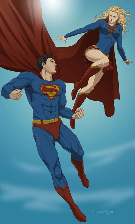 Commish:Superman and Supergirl by doubleleaf on DeviantArt Supergirl Fanart, Superman Artwork, Supergirl Superman, Super Family, Supergirl Comic, Superman Family, Superman Man Of Steel, Superman Art, Univers Dc