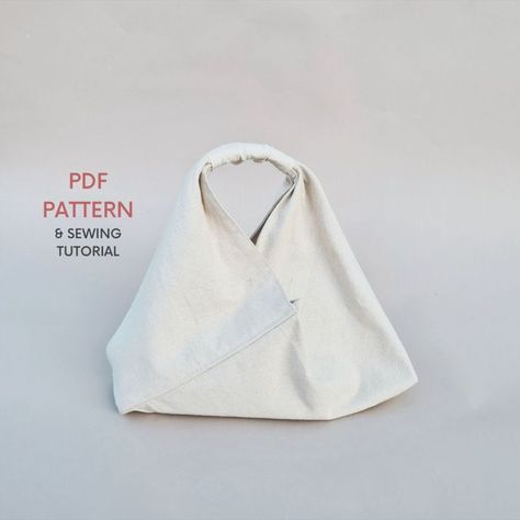 Small Origami Bag PDF Sewing Pattern with Tutorial Couture, Folded Bag, Small Origami, Japanese Sewing Patterns, Origami Bag, Japanese Knot Bag, Bag Sewing Pattern, Japanese Origami, Japanese Bag