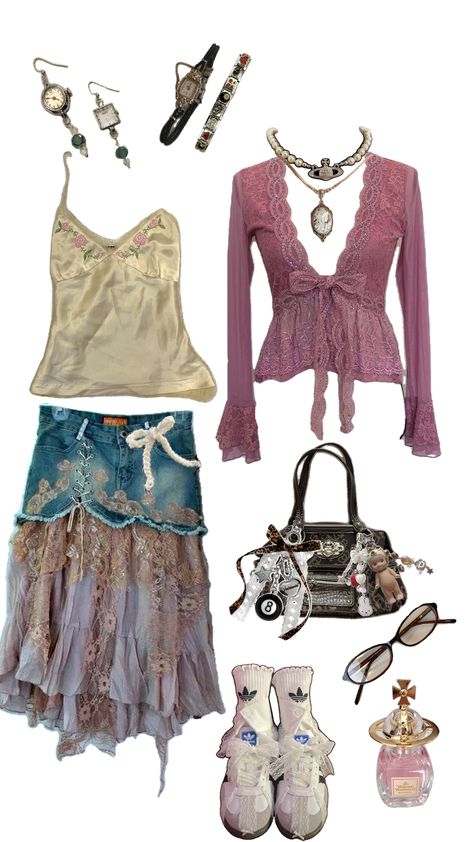 #ootd #outfits #outfitinspo #inspiration #fairycore #fairy #cutefits #coquette Hippies, Winter Fairy Outfit Aesthetic, Fairycore Style Outfits, Fairycore Fashion Aesthetic, Fairy Inspired Outfit Casual, Fairycore Pink Outfits, Fairy Looks Outfit, Edgy Fairy Aesthetic, Fairy Coquette Outfits