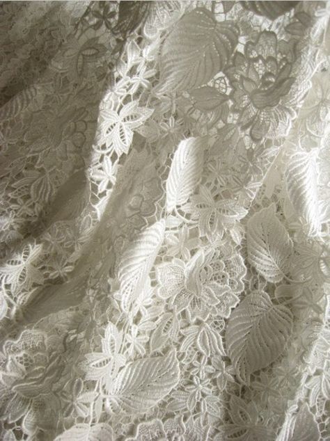 Tela, Lace Beadwork, White Lace Fabric, Leaves Fabric, Corded Lace Fabric, Fabric Photography, Types Of Lace, Bridal Lace Fabric, Floral Leaves