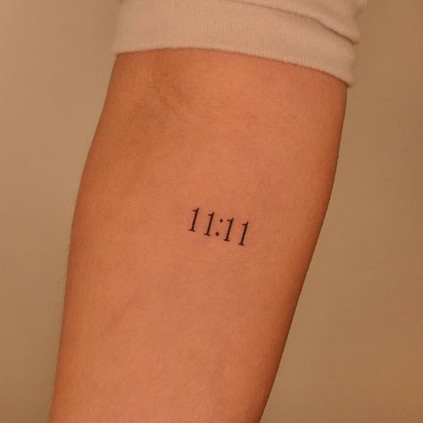 Mini Tattoos 11:11, 1111 Font Tattoo, Time Number Tattoo, 11:11 Tattoo Forearm, 11:11 Tattoo With Butterfly, Dainty 11:11 Tattoo, 11 11 Tattoo Fonts, 11 11 Tattoo On Hand, 478 Tattoo