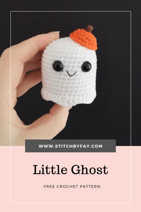 Little Ghost Crochet Pattern - Free Pattern - Stitch by Fay Amigurumi Patterns, Ghost Crochet Pattern, Amigurumi Ghost, Shawl Ideas, Ghost Crochet, Ghost Keychain, Crochet Holiday, Fall Crochet Patterns, Crochet Halloween