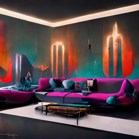 Cyberpunk Interior Design, Comercial Interior Design, Cyberpunk Interior, Postmodern Interior Design, Futuristic Interior Design, Color Palette Interior Design, Interior Design Examples, Tiny House Interior Design, Latest Interior Design Trends