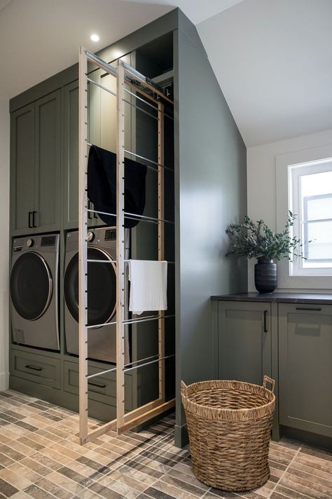 Small Narrow Mudroom Laundry Room Ideas, Washer Dryer With Window Above, Laundry Room Off Of Garage, Hidden Laundry Sink, Laundry Room Storage Wall, Laundry Room With Steamer Closet, Laundry Room With Bench Seat, Laundry Guest Room Combo, Ada Laundry Room