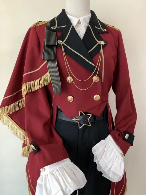 Aristocrat Outfit Male, Ring Leader Outfit Male, Ringmaster Outfit Men, Red Prince Outfit, Princely Outfit, Ringmaster Aesthetic, Prince Outfits Royal, Ringleader Outfit, Knight Clothes