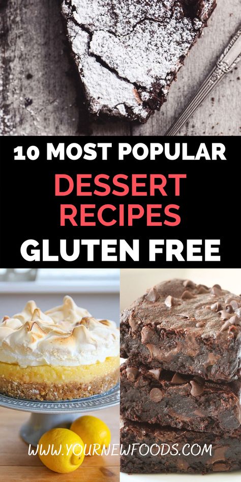 10 Most Popular Gluten-free dessert recipes. These Gluten-free dessert recipes will show you how to make delicious gluten free desserts. You will be able to enjoy gluten free dessert recipes that are packed full of flavour. Make them at home whether you are hosting a party, watching the Super Bowl, or entertaining. Why not make these Gluten-free dessert recipes when having a BBQ, they are also perfect for family meals, holidays & all year round. Which is your favorite? Gluten Free Breakfasts, Gluten Free Dessert Recipes, Festive Holiday Desserts, Popular Desserts Recipes, Gluten Free Dessert, Most Popular Desserts, Gluten Free Desserts Recipes, Gut Healing, Edible Gifts