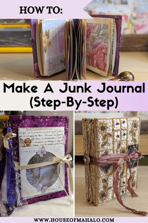 Journal Making Bookbinding, Smash Books How To Make A, How To Make Junk Journal Pages, How To Make Journal Covers, Altered Book Journal How To Make, Fabric Junk Journal Tutorial, How To Make A Junk Journal Step By Step, Junk Journal Composition Book, Making Journals Homemade