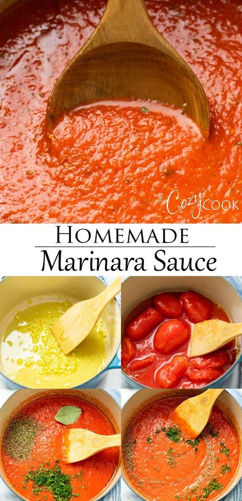 This easy Homemade Marinara Sauce is perfect for pasta, meatballs, pizza, and as a dipping sauce! Make it with canned or fresh garden tomatoes and a few other simple ingredients. #marinarapastasauce #marinarasaucefromscratch #italianrecipes Easy Homemade Marinara Sauce, Pasta Meatballs, The Cozy Cook, Cozy Cook, Homemade Marinara Sauce, Marinara Sauce Recipe, Homemade Sauce Recipes, Garden Tomatoes, Pasta Sauce Homemade