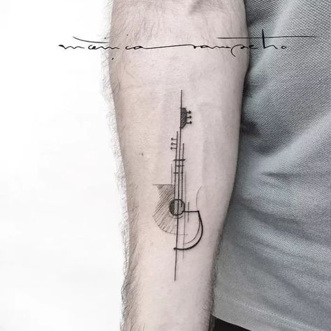 50 Most Demanding Hand Tattoo Ideas For Men. - TiptopGents Music Tattoos Men, Geometric Tattoo Music, Hand Tattoo Ideas For Men, Tatoo Music, Small Geometric Tattoo, Hand Tattoo Ideas, Guitar Tattoo Design, Small Forearm Tattoos, Guitar Tattoo