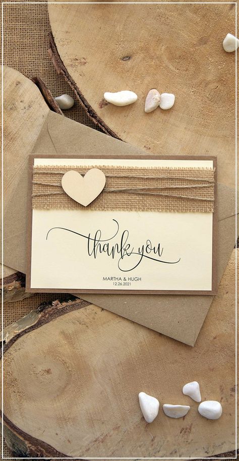 Thank You For Your Support Card, Wedding Thank You Cards Ideas, Thanks Giving Cards Diy, Stamped Thank You Cards, Cards With Burlap, Vintage Thank You Cards, Home Made Thank You Cards, Hand Made Thank You Cards, Simple Thank You Cards Handmade