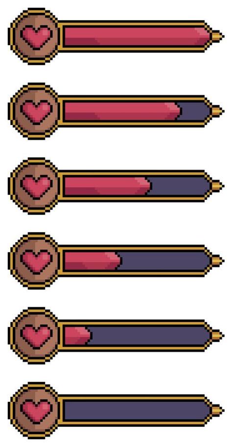 Pixel art life bar. Progressive health bar vector icon for 8bit game on white background Hi Bit Pixel Art, Pixel Art Website, Pixel Art Simples, Pixel Circle, 8bit Game, Sif Dark Souls, Pixel Life, Art Certificate, Video Game Sprites