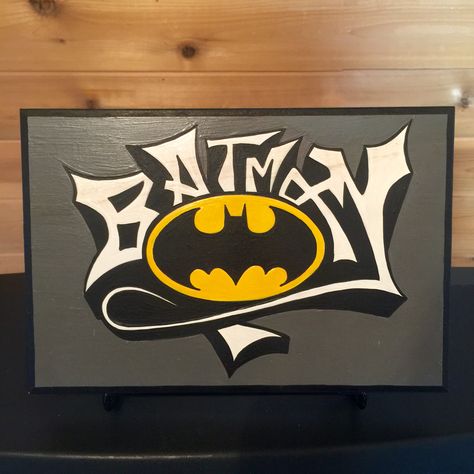 Croquis, Batman Drawing Aesthetic, Batman Parking Spot Painting, Easy Graffiti Drawings Words, Spiderman And Batman Painting, Batman Graffiti Art, Spiderman And Batman Drawing, Bat Man Painting, Spray Paint Painting