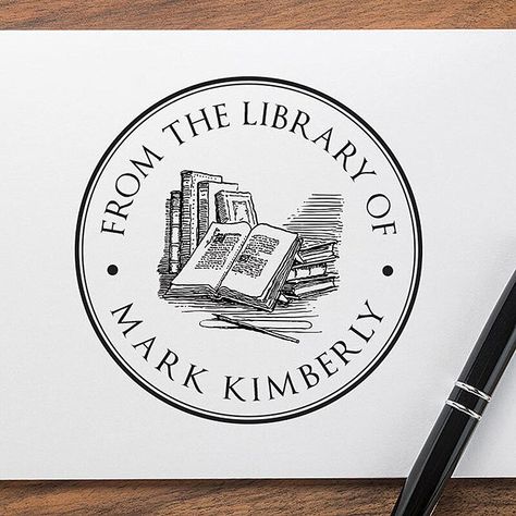 Gifts for Readers: Personalized Bookplate Stamp Cadiz, Library Stamp, Inspiration Tattoo, Tattoos Geometric, Custom Rubber Stamps, Book Stamp, Wood Stamp, Custom Book, Self Inking Stamps